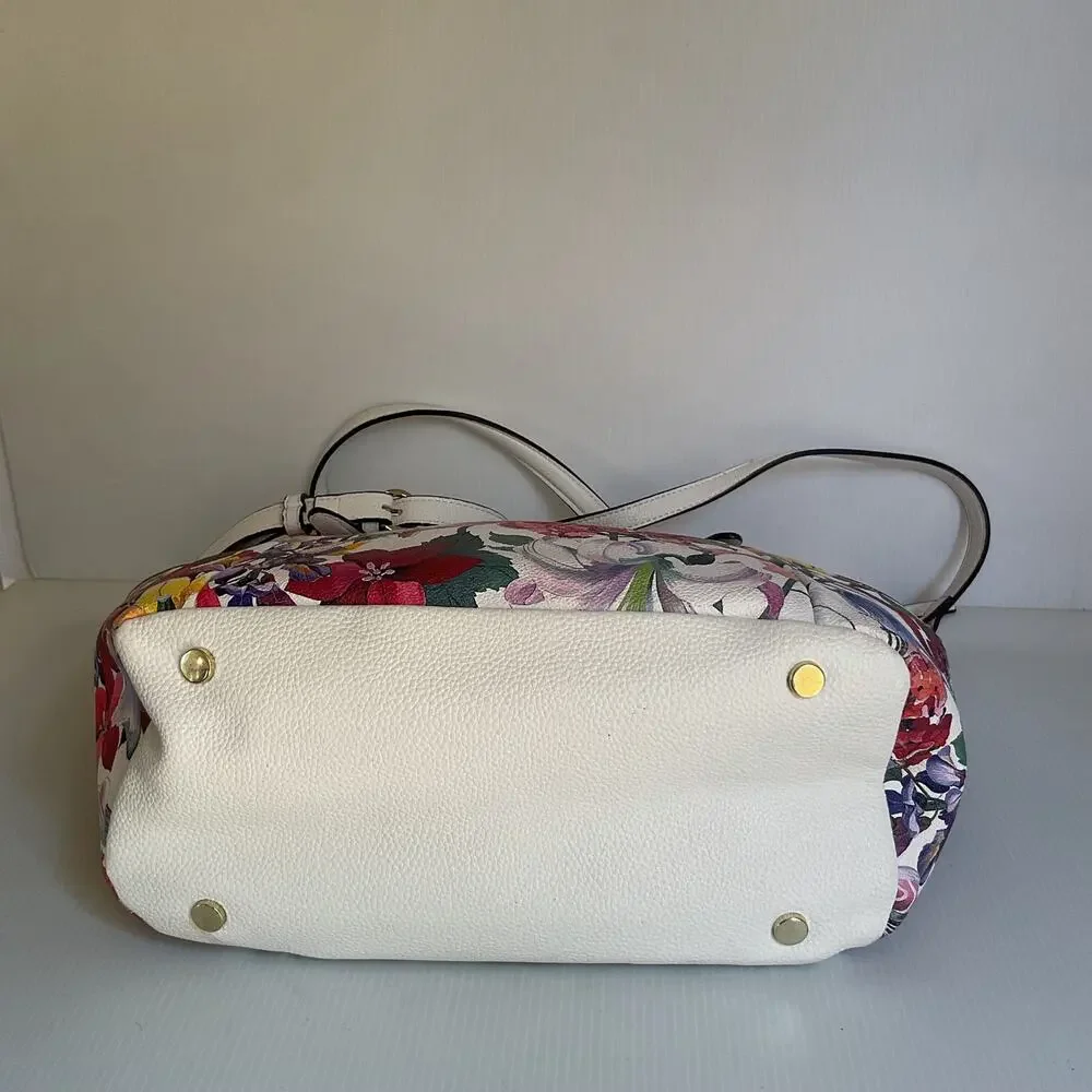 Dana Buchman Floral Satchel Handbag White Multicolor Shoulder Crossbody Bag